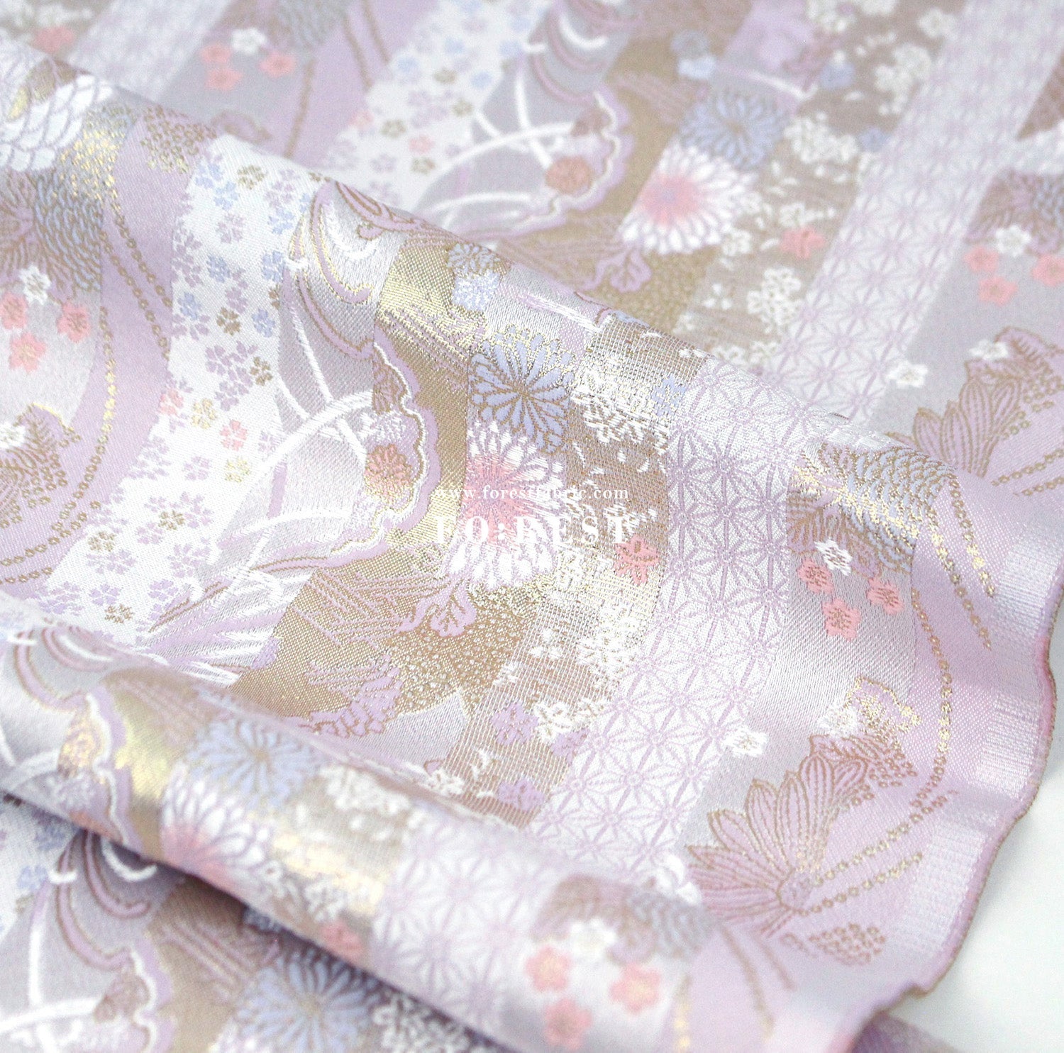 Gold Brocade - Sweet chrysanthemum flower fabric ICEPINK - FO:REST Fabric 布恩堂Liberty fabrictana lawnjapanese fabricykk zipper