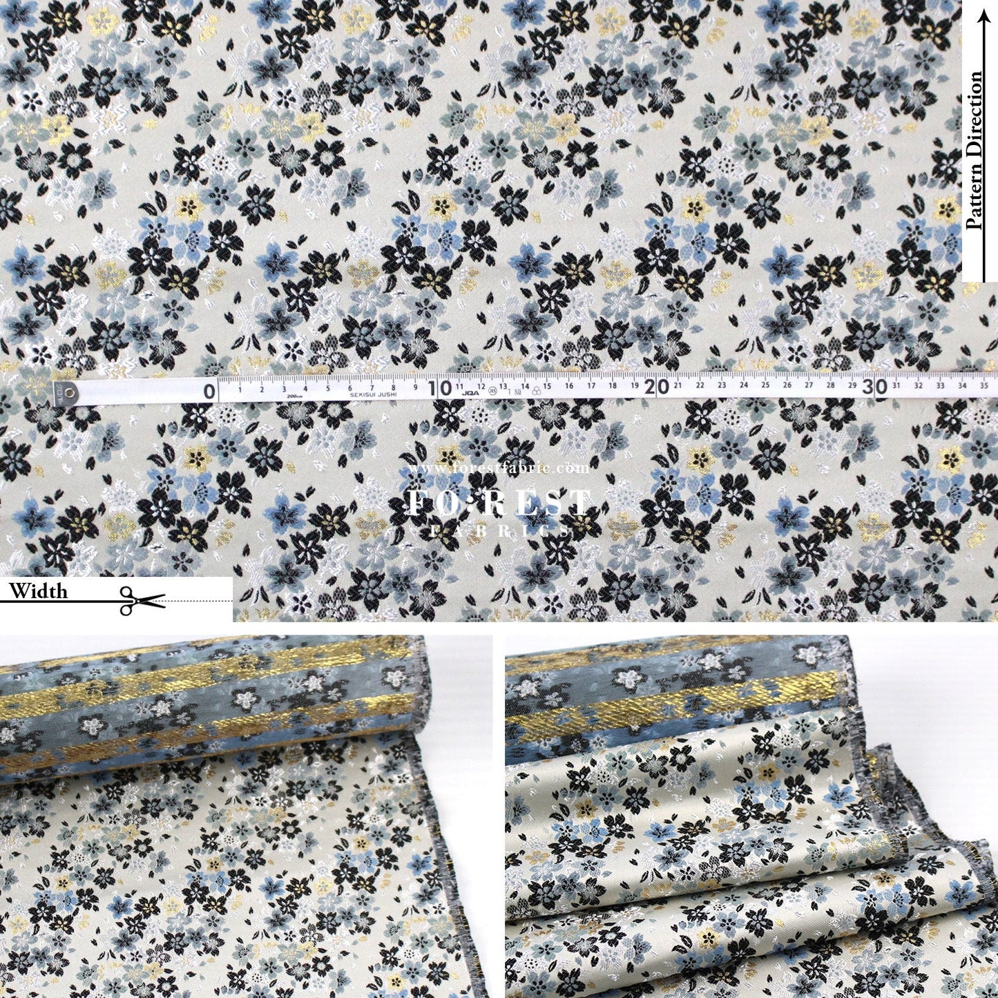 Gold Brocade - sweet Sakura fabric - FO:REST Fabric 布恩堂Liberty fabrictana lawnjapanese fabricykk zipper
