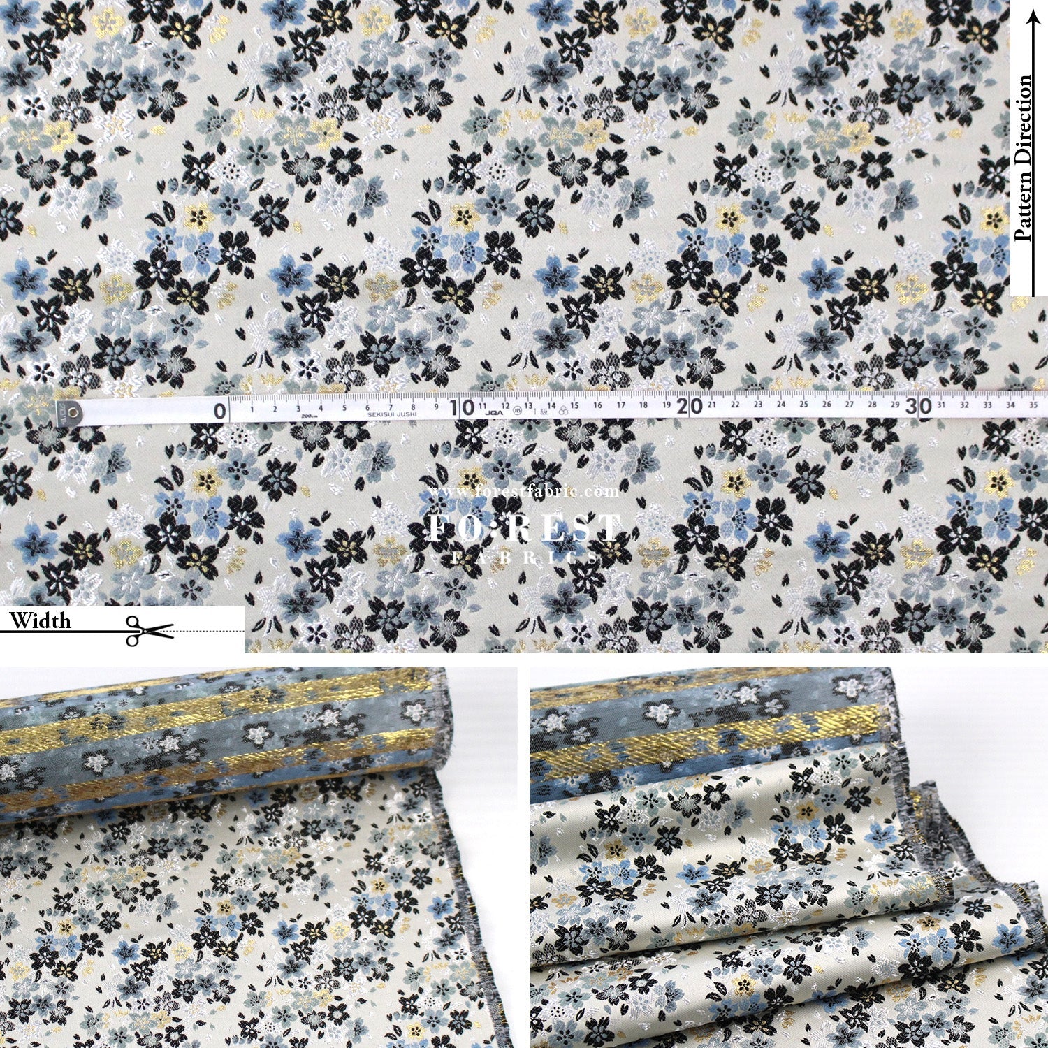 Gold Brocade - sweet Sakura fabric - FO:REST Fabric 布恩堂Liberty fabrictana lawnjapanese fabricykk zipper