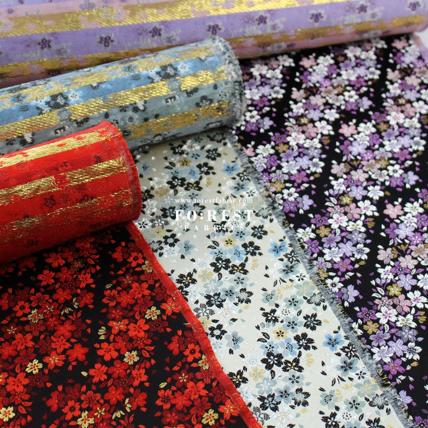 Gold Brocade - sweet Sakura fabric - FO:REST Fabric 布恩堂Liberty fabrictana lawnjapanese fabricykk zipper