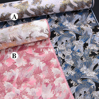 Gold Brocade - The Great Wave沖浪裏 fabric - FO:REST Fabric 布恩堂Liberty fabrictana lawnjapanese fabricykk zipper