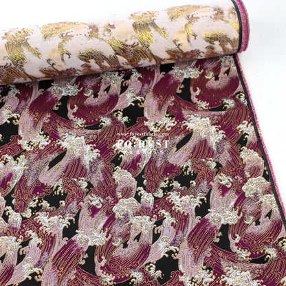 Gold Brocade - The Great Wave沖浪裏 fabric - FO:REST Fabric 布恩堂Liberty fabrictana lawnjapanese fabricykk zipper