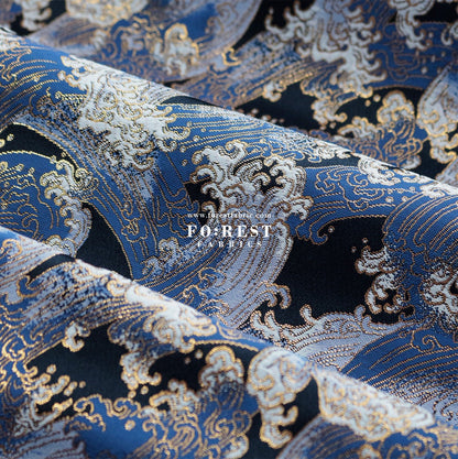 Gold Brocade - The Great Wave沖浪裏 fabric - FO:REST Fabric 布恩堂Liberty fabrictana lawnjapanese fabricykk zipper
