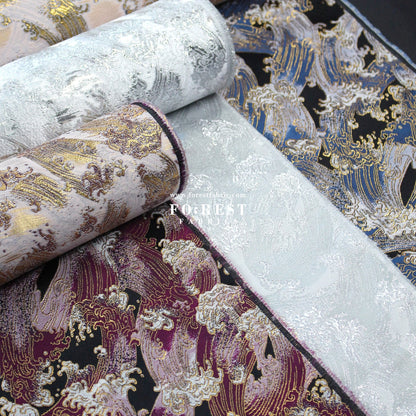 Gold Brocade - The Great Wave沖浪裏 fabric - FO:REST Fabric 布恩堂Liberty fabrictana lawnjapanese fabricykk zipper