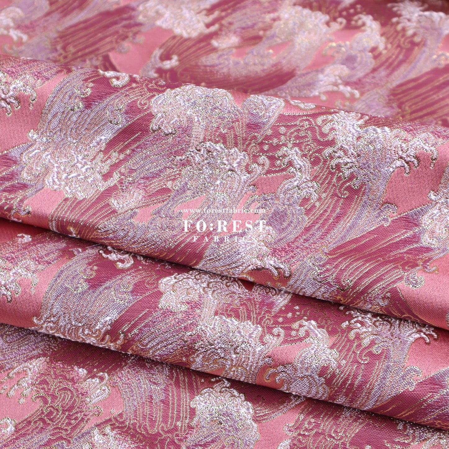 Gold Brocade - The Great Wave沖浪裏 fabric - FO:REST Fabric 布恩堂Liberty fabrictana lawnjapanese fabricykk zipper