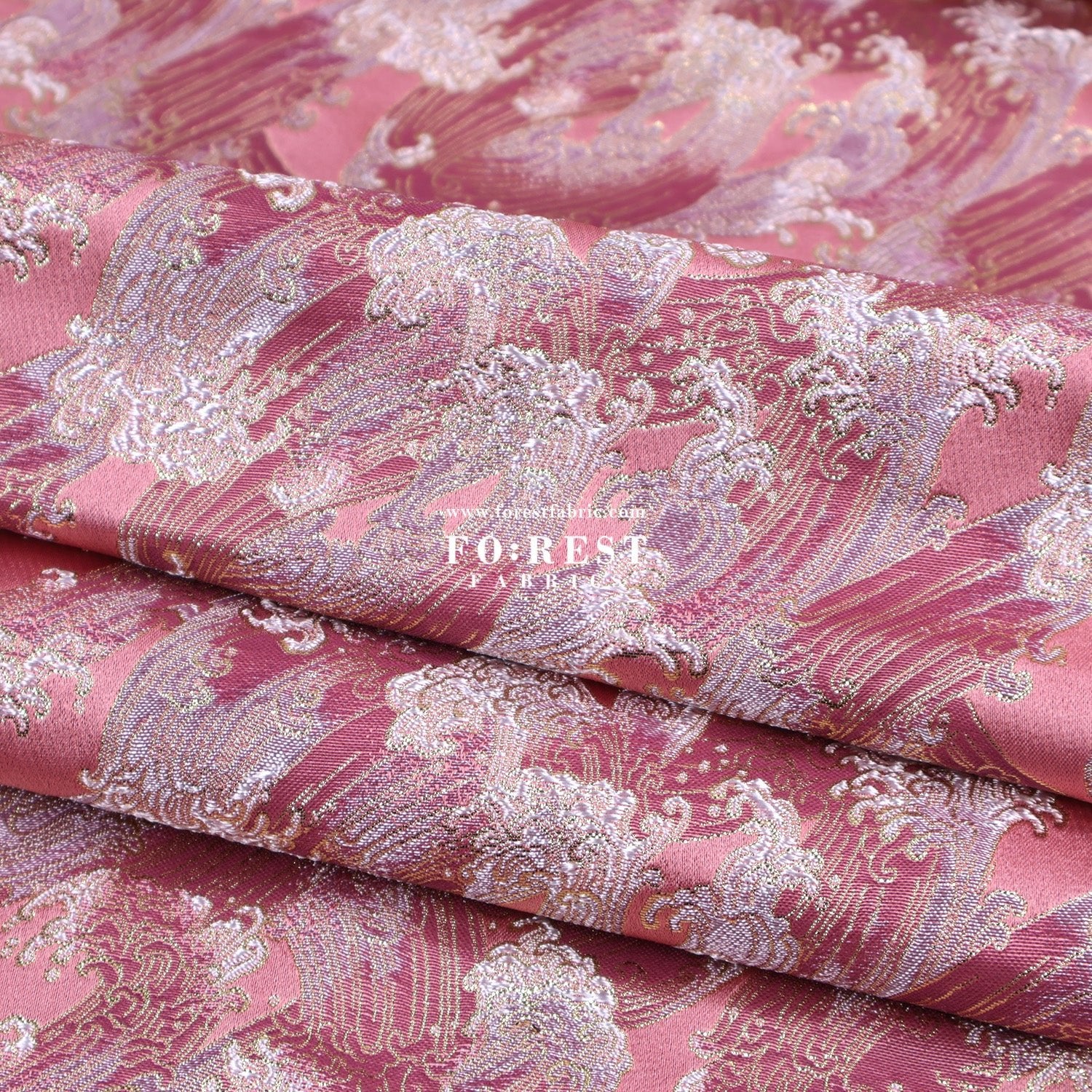 Gold Brocade - The Great Wave沖浪裏 fabric - FO:REST Fabric 布恩堂Liberty fabrictana lawnjapanese fabricykk zipper