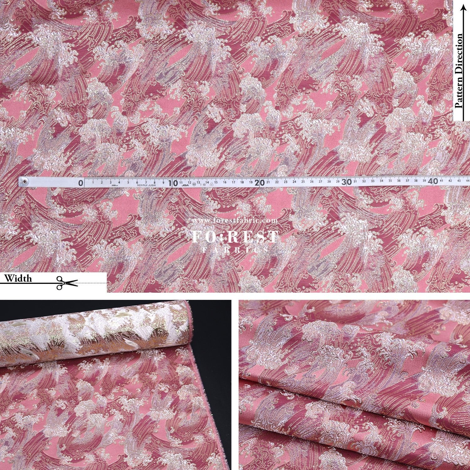 Gold Brocade - The Great Wave沖浪裏 fabric - FO:REST Fabric 布恩堂Liberty fabrictana lawnjapanese fabricykk zipper