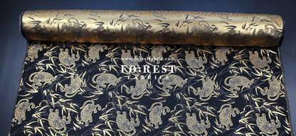 Gold Brocade - Tiger bamboo fabric Black - FO:REST Fabric 布恩堂Liberty fabrictana lawnjapanese fabricykk zipper