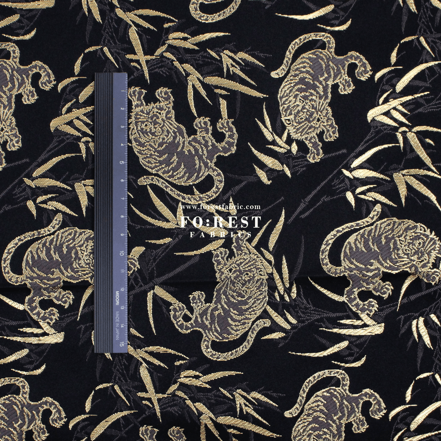 Gold Brocade - Tiger bamboo fabric Black - FO:REST Fabric 布恩堂Liberty fabrictana lawnjapanese fabricykk zipper