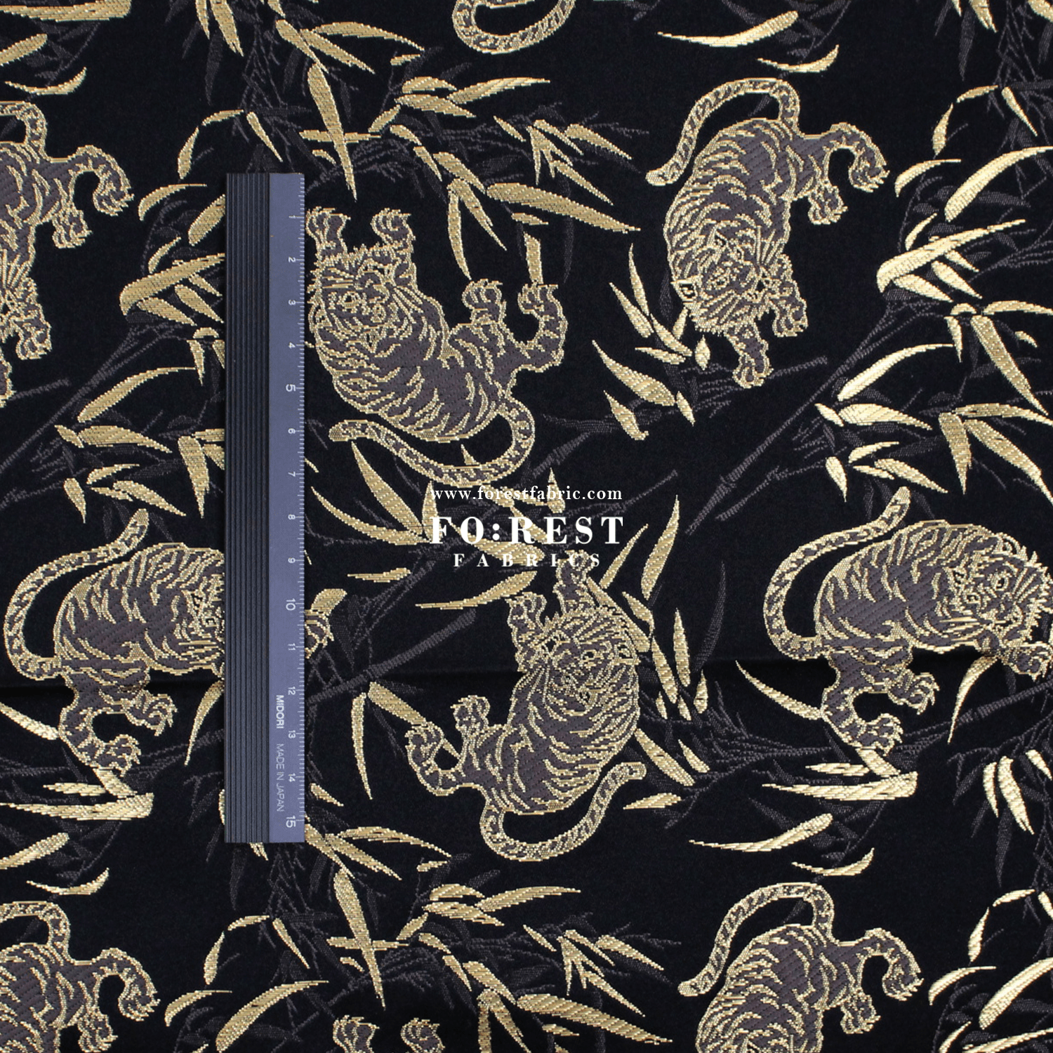 Gold Brocade - Tiger bamboo fabric Black - FO:REST Fabric 布恩堂Liberty fabrictana lawnjapanese fabricykk zipper