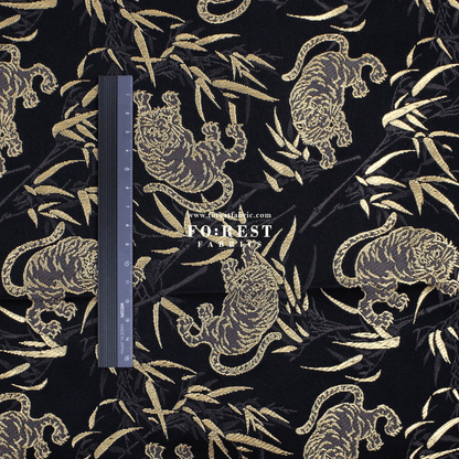 Gold Brocade - Tiger bamboo fabric Black - FO:REST Fabric 布恩堂Liberty fabrictana lawnjapanese fabricykk zipper