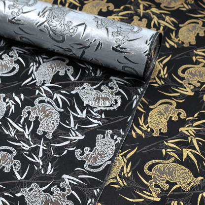 Gold Brocade - Tiger bamboo fabric Black - FO:REST Fabric 布恩堂Liberty fabrictana lawnjapanese fabricykk zipper