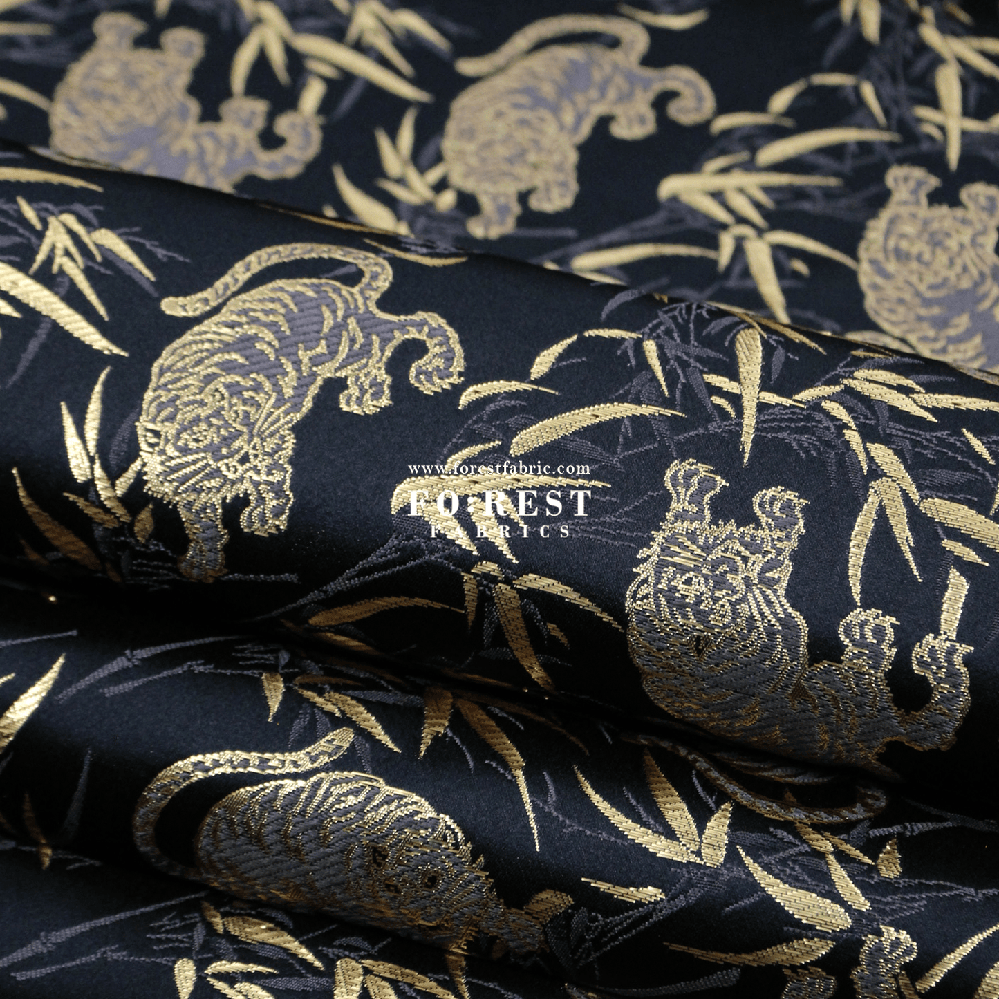 Gold Brocade - Tiger bamboo fabric Black - FO:REST Fabric 布恩堂Liberty fabrictana lawnjapanese fabricykk zipper