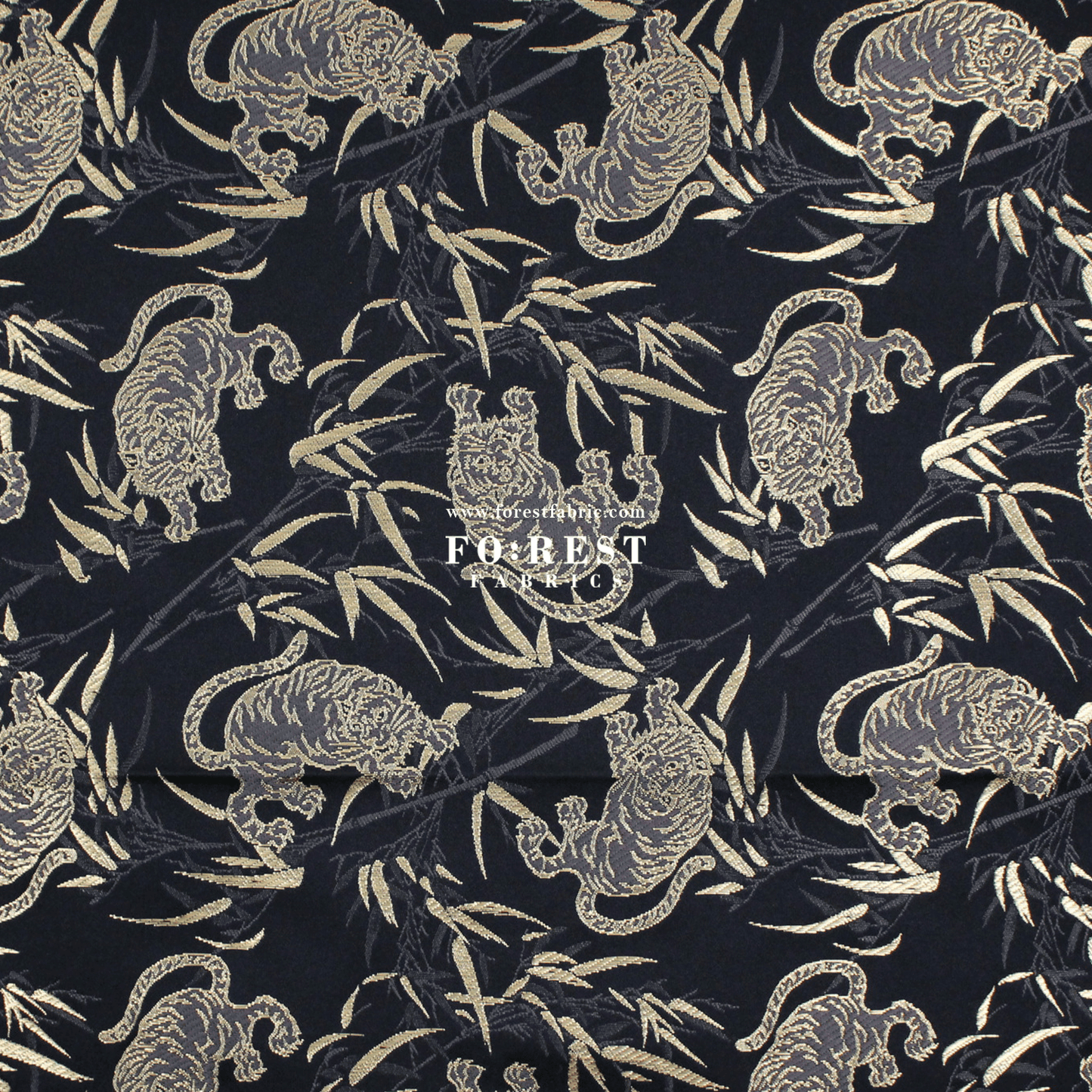 Gold Brocade - Tiger bamboo fabric Black - FO:REST Fabric 布恩堂Liberty fabrictana lawnjapanese fabricykk zipper