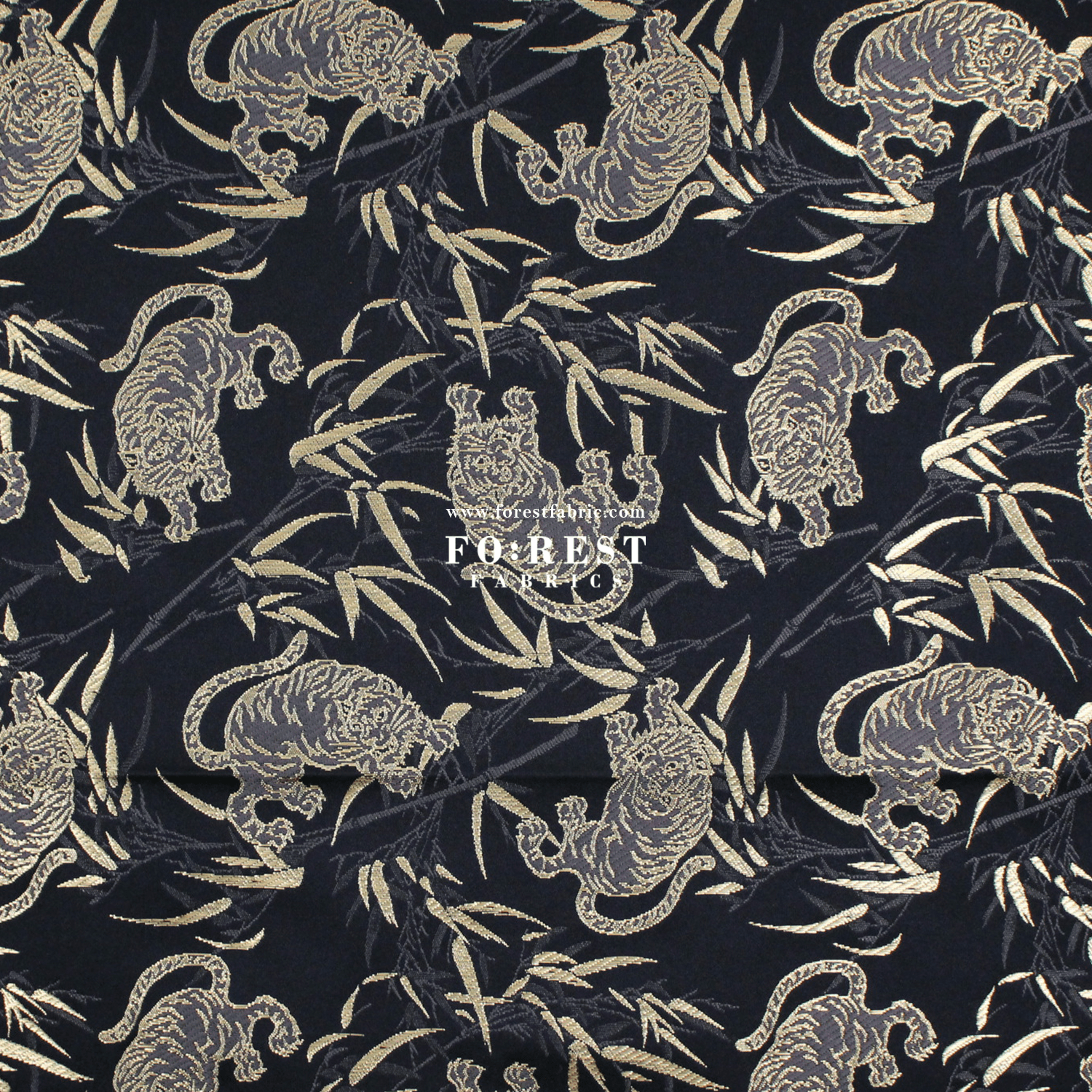 Gold Brocade - Tiger bamboo fabric Black - FO:REST Fabric 布恩堂Liberty fabrictana lawnjapanese fabricykk zipper