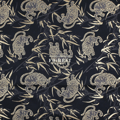 Gold Brocade - Tiger bamboo fabric Black - FO:REST Fabric 布恩堂Liberty fabrictana lawnjapanese fabricykk zipper