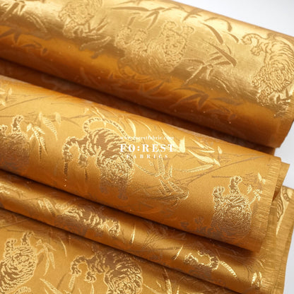 Gold Brocade - Tiger bamboo fabric Gold - FO:REST Fabric 布恩堂Liberty fabrictana lawnjapanese fabricykk zipper