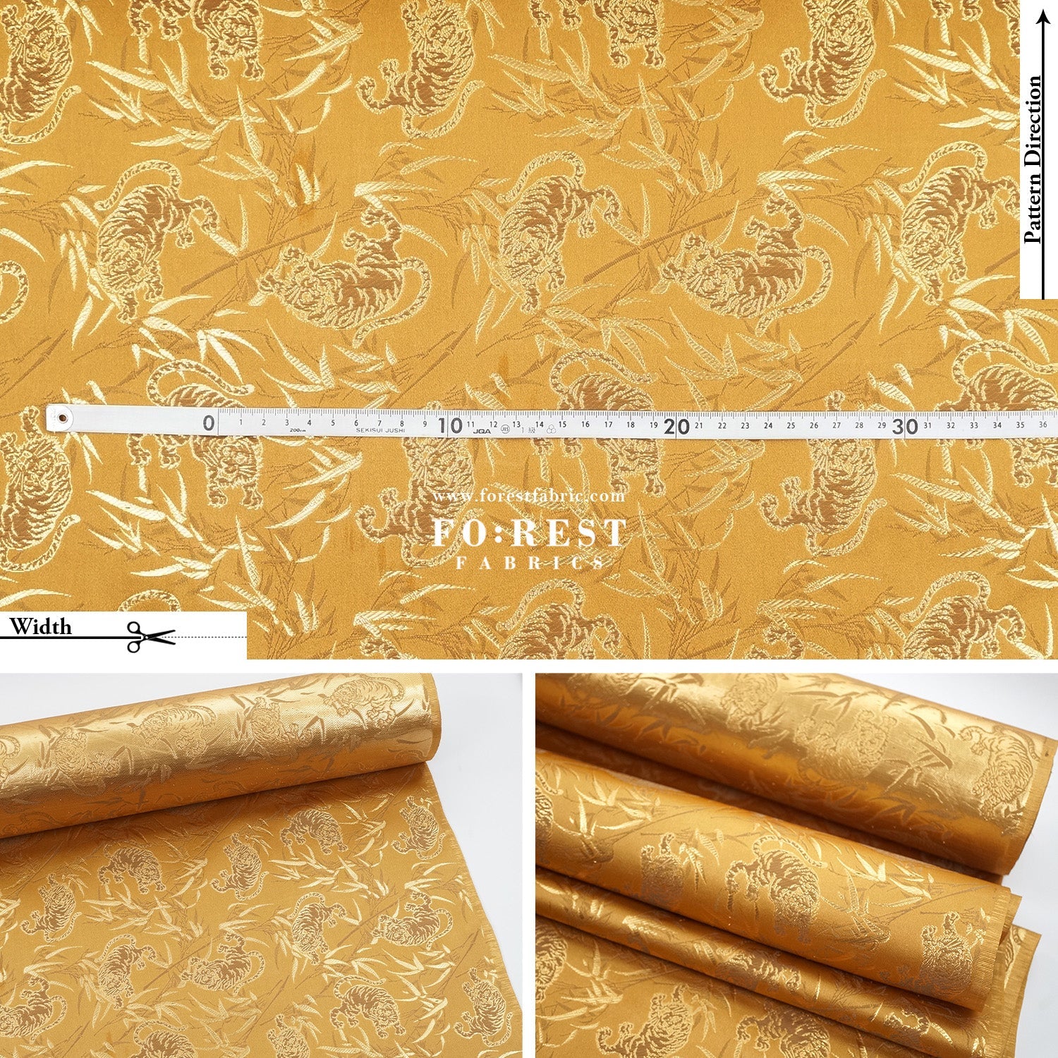 Gold Brocade - Tiger bamboo fabric Gold - FO:REST Fabric 布恩堂Liberty fabrictana lawnjapanese fabricykk zipper
