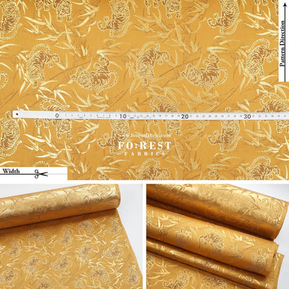 Gold Brocade - Tiger bamboo fabric Gold - FO:REST Fabric 布恩堂Liberty fabrictana lawnjapanese fabricykk zipper