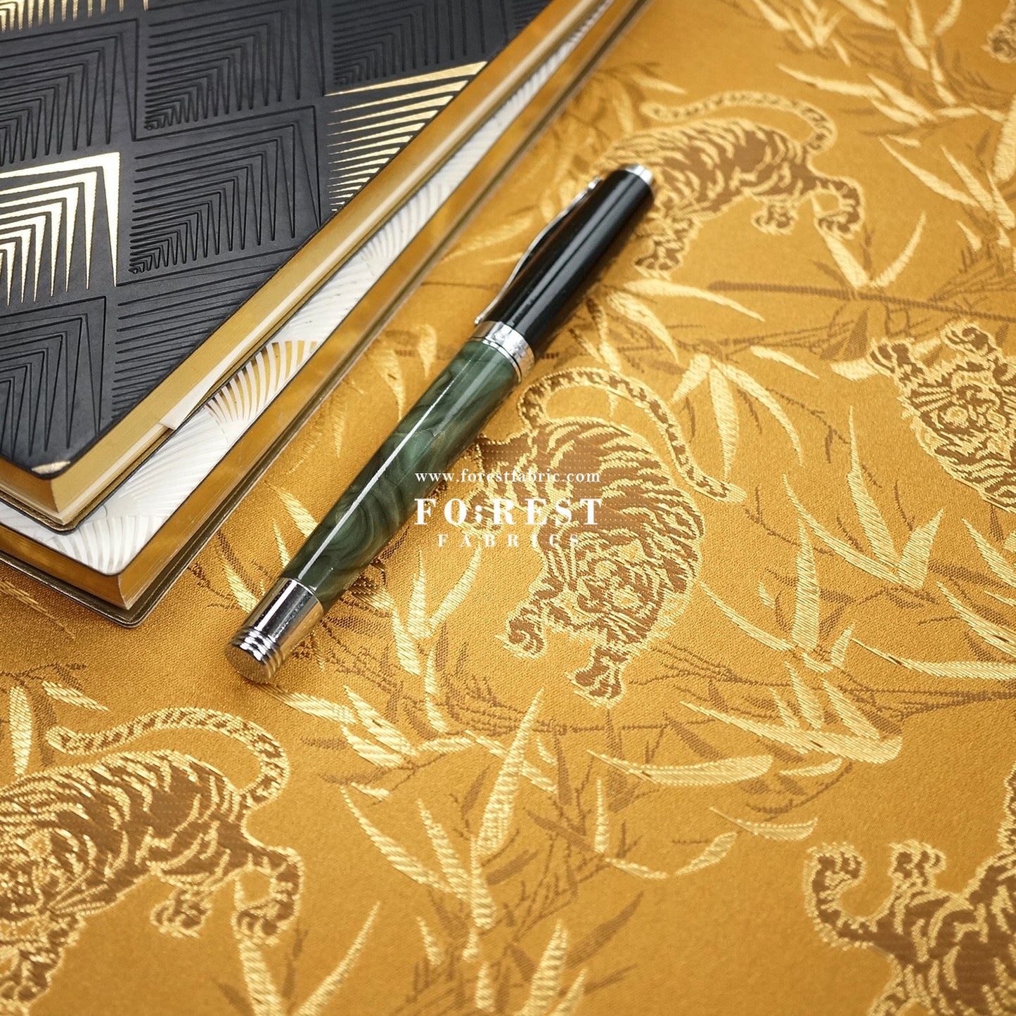 Gold Brocade - Tiger bamboo fabric Gold - FO:REST Fabric 布恩堂Liberty fabrictana lawnjapanese fabricykk zipper