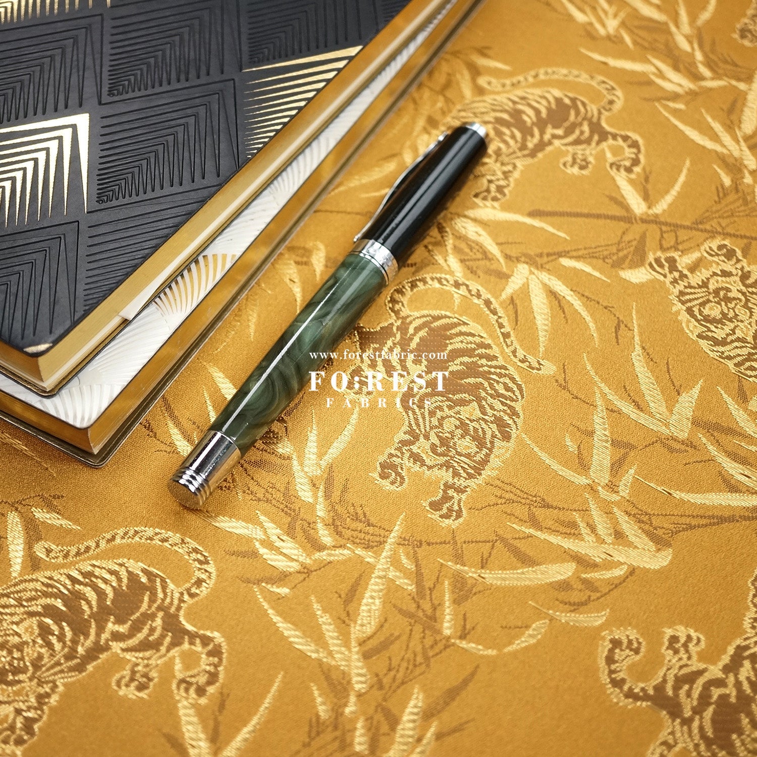 Gold Brocade - Tiger bamboo fabric Gold - FO:REST Fabric 布恩堂Liberty fabrictana lawnjapanese fabricykk zipper