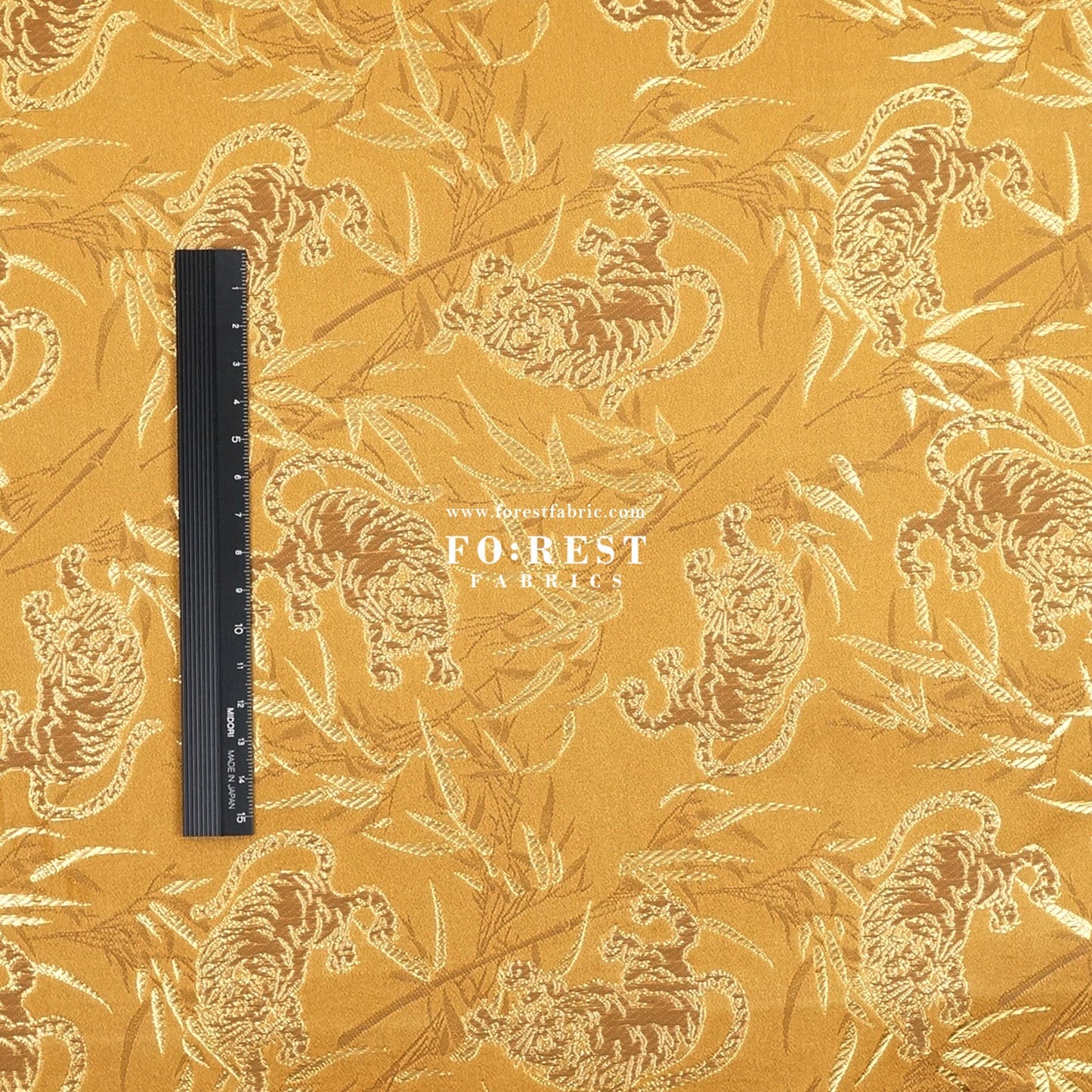 Gold Brocade - Tiger bamboo fabric Gold - FO:REST Fabric 布恩堂Liberty fabrictana lawnjapanese fabricykk zipper