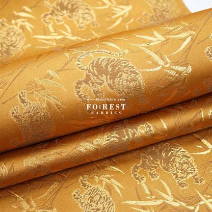 Gold Brocade - Tiger bamboo fabric Gold - FO:REST Fabric 布恩堂Liberty fabrictana lawnjapanese fabricykk zipper