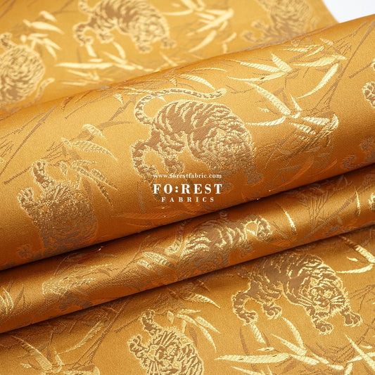 Gold Brocade - Tiger bamboo fabric Gold - FO:REST Fabric 布恩堂Liberty fabrictana lawnjapanese fabricykk zipper