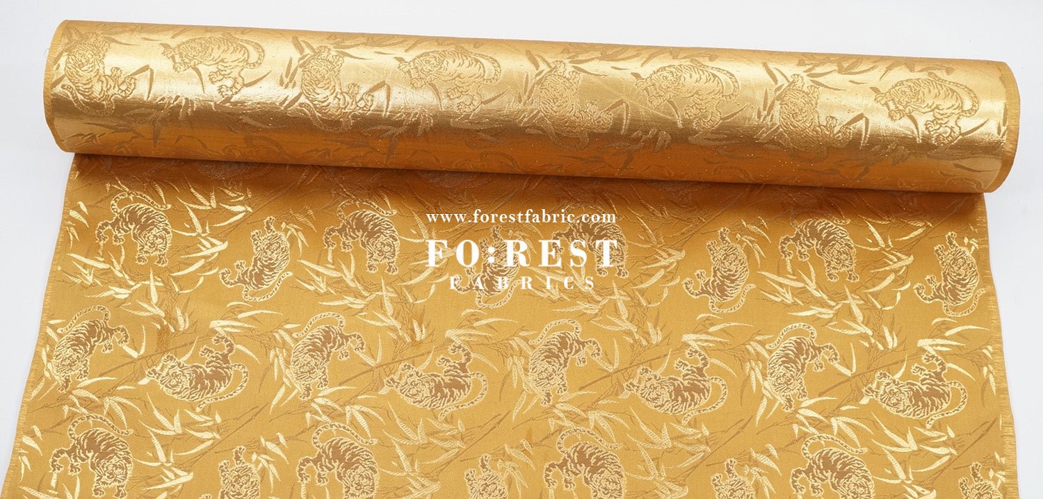 Gold Brocade - Tiger bamboo fabric Gold - FO:REST Fabric 布恩堂Liberty fabrictana lawnjapanese fabricykk zipper