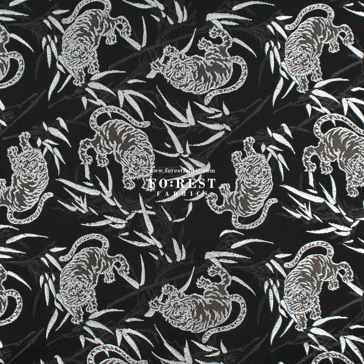 Gold Brocade - Tiger bamboo fabric Silver - FO:REST Fabric 布恩堂Liberty fabrictana lawnjapanese fabricykk zipper