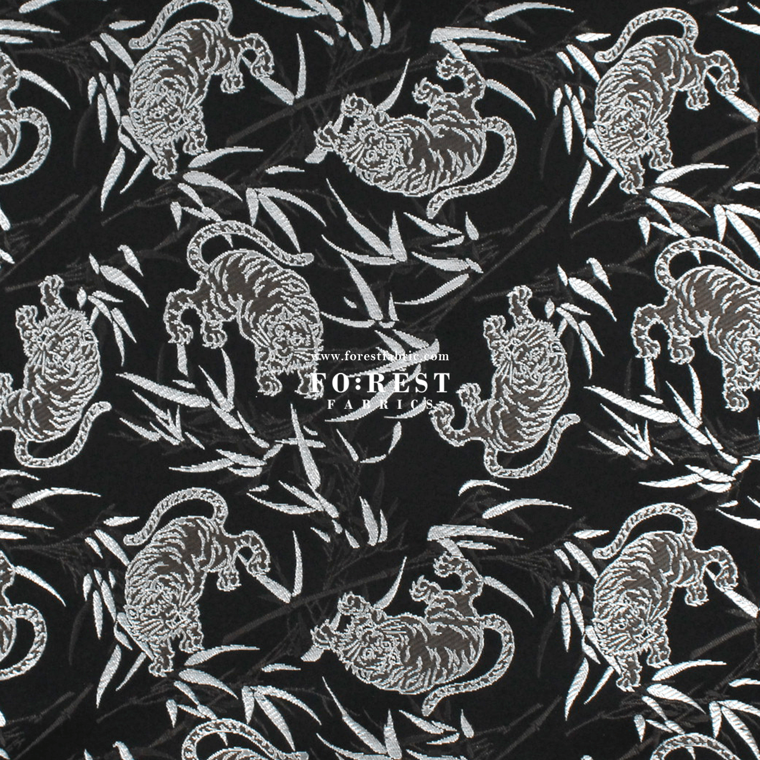 Gold Brocade - Tiger bamboo fabric Silver - FO:REST Fabric 布恩堂Liberty fabrictana lawnjapanese fabricykk zipper