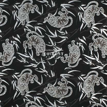 Gold Brocade - Tiger bamboo fabric Silver - FO:REST Fabric 布恩堂Liberty fabrictana lawnjapanese fabricykk zipper