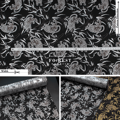 Gold Brocade - Tiger bamboo fabric Silver - FO:REST Fabric 布恩堂Liberty fabrictana lawnjapanese fabricykk zipper