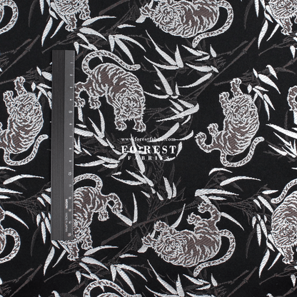 Gold Brocade - Tiger bamboo fabric Silver - FO:REST Fabric 布恩堂Liberty fabrictana lawnjapanese fabricykk zipper
