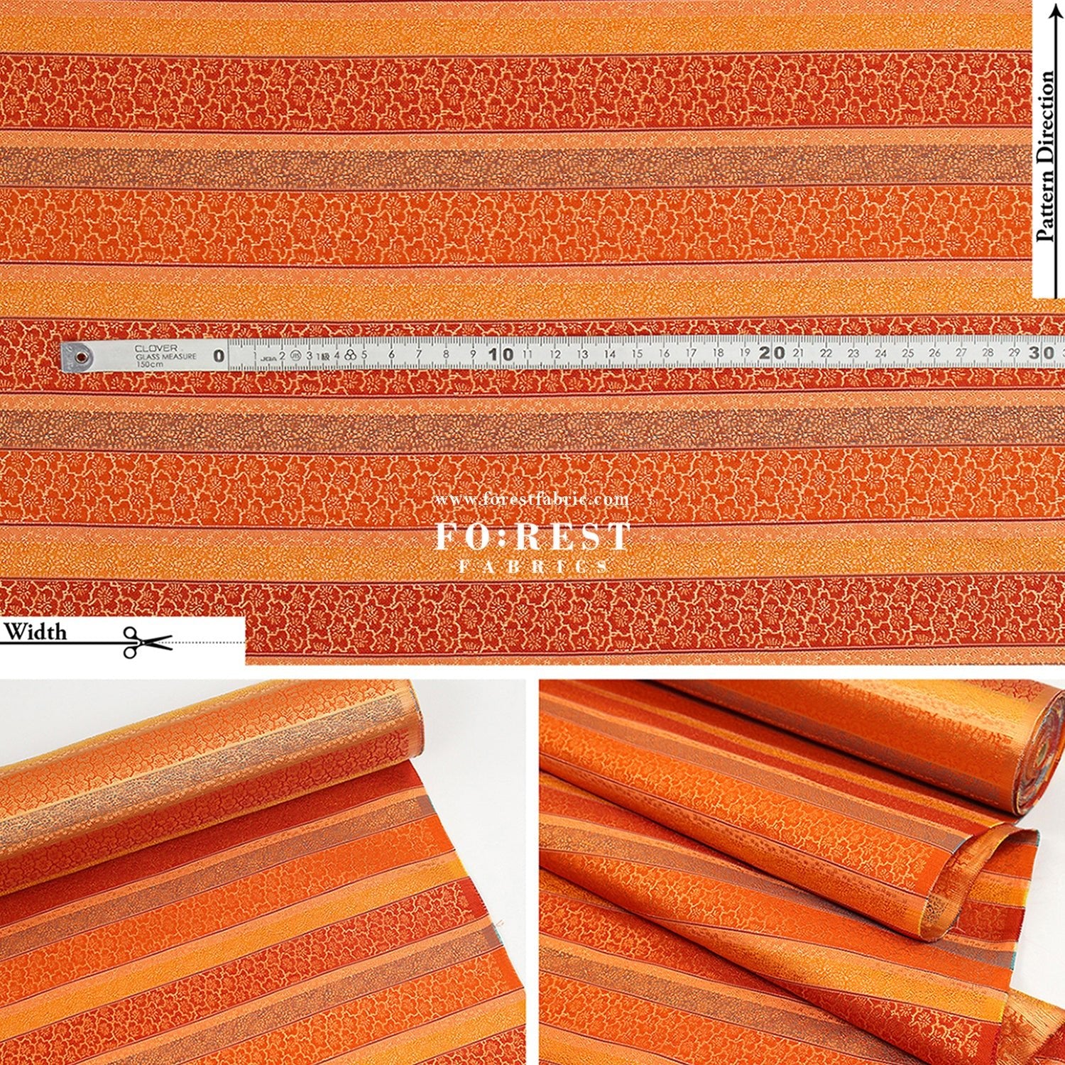 Gold Brocade - Tradition Flower strip fabric - FO:REST Fabric 布恩堂Liberty fabrictana lawnjapanese fabricykk zipper
