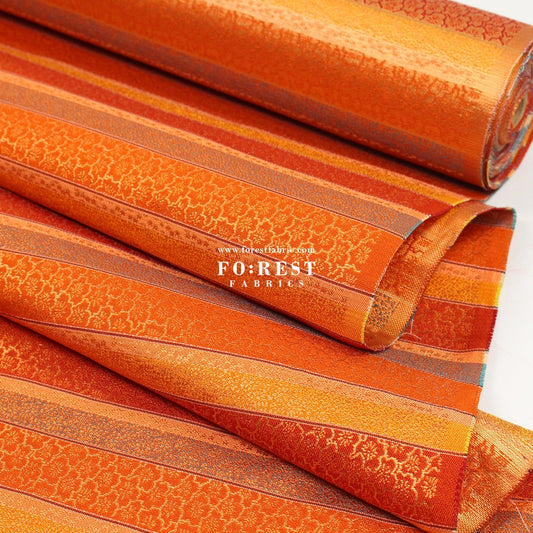 Gold Brocade - Tradition Flower strip fabric - FO:REST Fabric 布恩堂Liberty fabrictana lawnjapanese fabricykk zipper