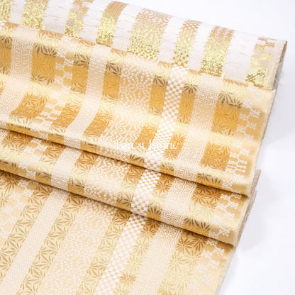 Gold Brocade - Tradition Strip fabric Navy Gold - FO:REST Fabric 布恩堂Liberty fabrictana lawnjapanese fabricykk zipper