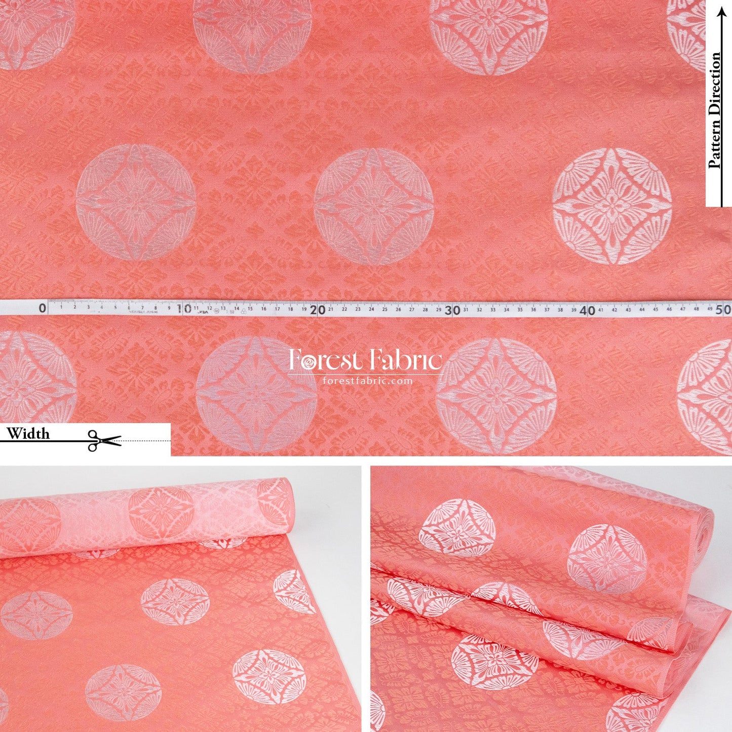 Gold Brocade - Traditional Coral Crest fabric - FO:REST Fabric 布恩堂Liberty fabrictana lawnjapanese fabricykk zipper