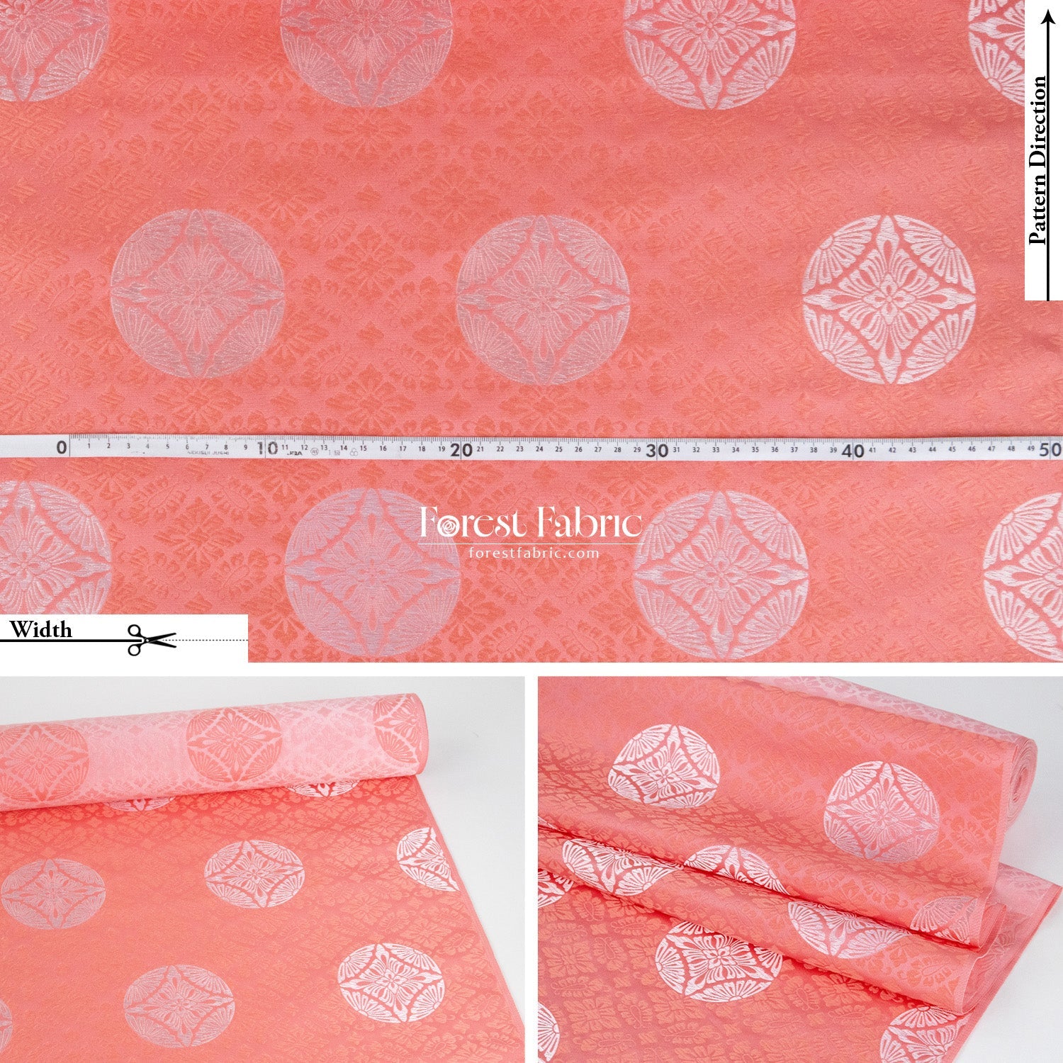 Gold Brocade - Traditional Coral Crest fabric - FO:REST Fabric 布恩堂Liberty fabrictana lawnjapanese fabricykk zipper