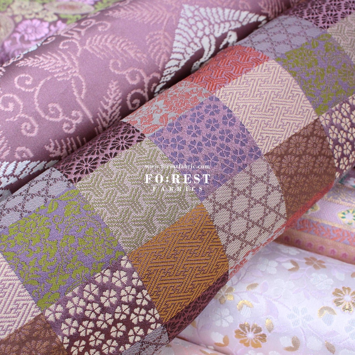 Gold brocade - Traditional傳統格 Japanese style KINRAN fabric PURPLE - FO:REST Fabric 布恩堂Liberty fabrictana lawnjapanese fabricykk zipper