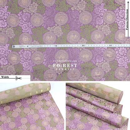 Gold brocade - Traditional Phoenix Japanese style KINRAN fabric PURPLE - FO:REST Fabric 布恩堂Liberty fabrictana lawnjapanese fabricykk zipper