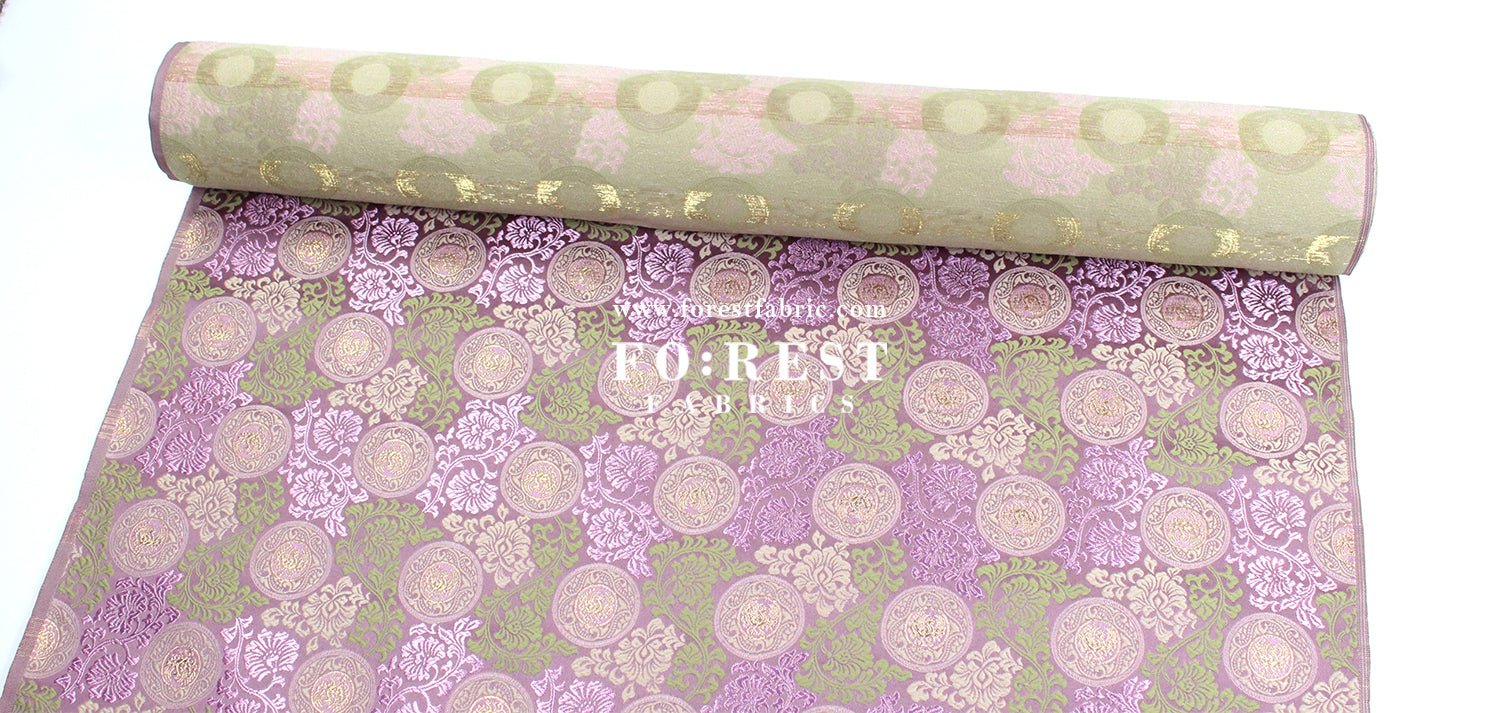 Gold brocade - Traditional Phoenix Japanese style KINRAN fabric PURPLE - FO:REST Fabric 布恩堂Liberty fabrictana lawnjapanese fabricykk zipper