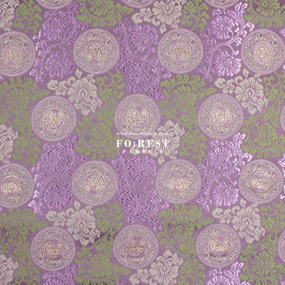 Gold brocade - Traditional Phoenix Japanese style KINRAN fabric PURPLE - FO:REST Fabric 布恩堂Liberty fabrictana lawnjapanese fabricykk zipper