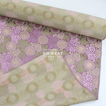 Gold brocade - Traditional Phoenix Japanese style KINRAN fabric PURPLE - FO:REST Fabric 布恩堂Liberty fabrictana lawnjapanese fabricykk zipper