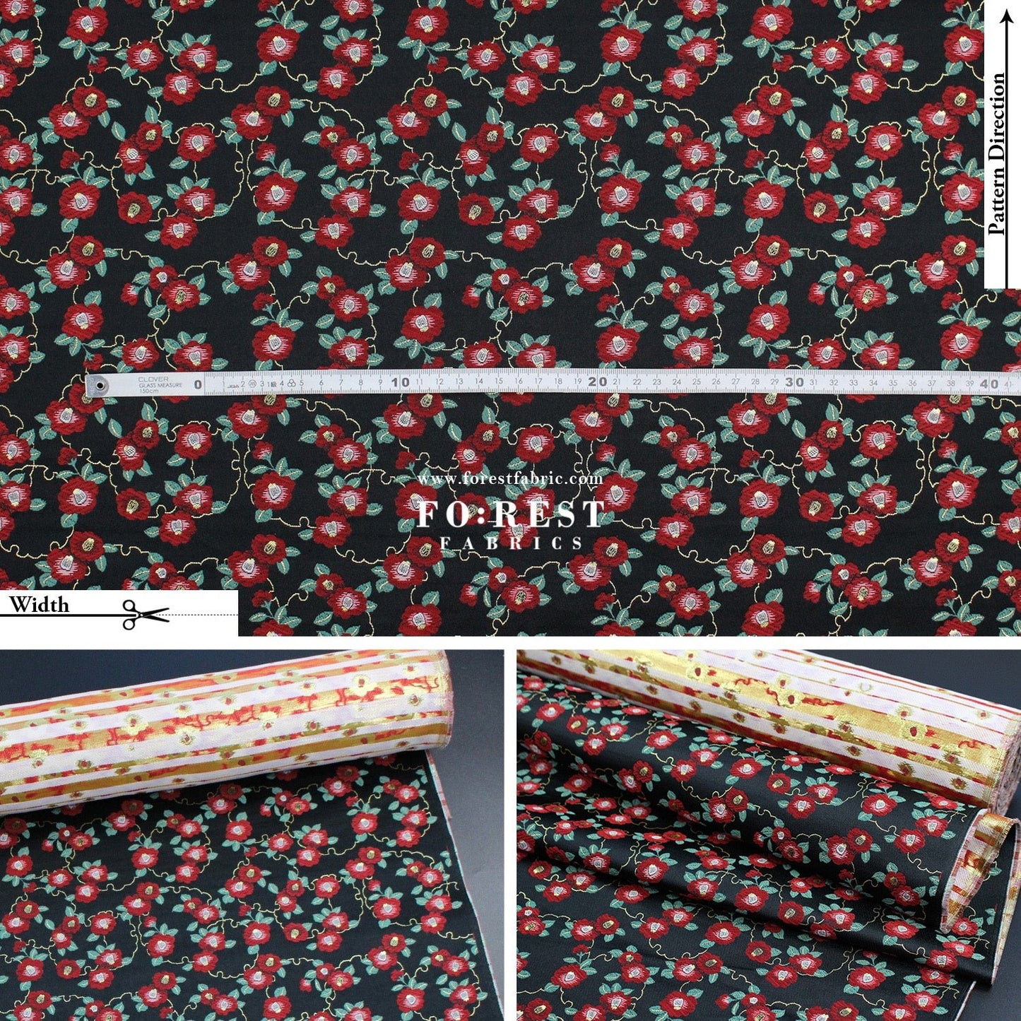 Gold Brocade - Tsubaki Flower fabric - FO:REST Fabric 布恩堂Liberty fabrictana lawnjapanese fabricykk zipper