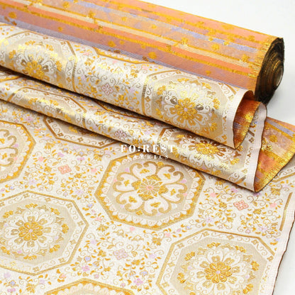 Gold Brocade - 八釜花繋 White - FO:REST Fabric 布恩堂Liberty fabrictana lawnjapanese fabricykk zipper