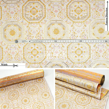Gold Brocade - 八釜花繋 White - FO:REST Fabric 布恩堂Liberty fabrictana lawnjapanese fabricykk zipper