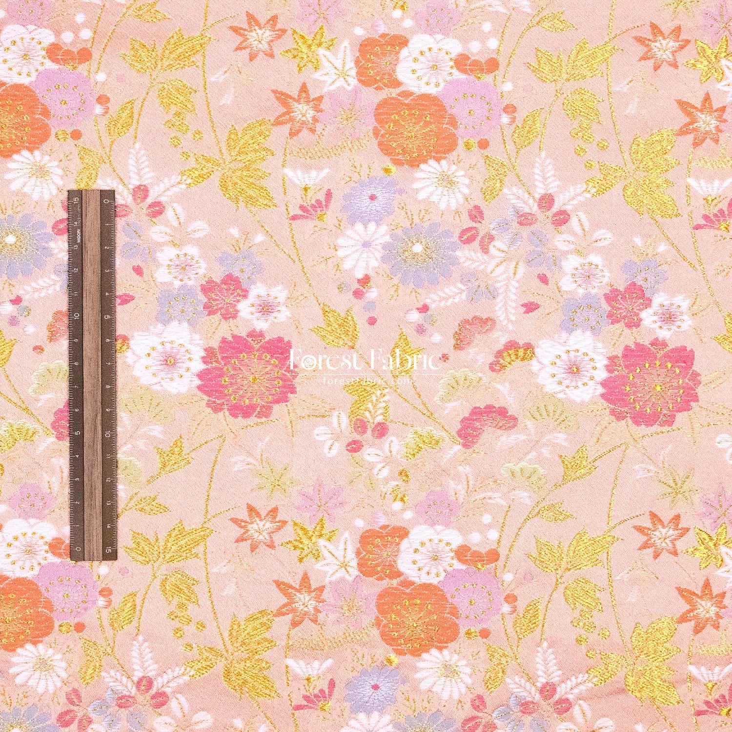 Gold Brocade - Wild Flower fabric white pink - FO:REST Fabric 布恩堂Liberty fabrictana lawnjapanese fabricykk zipper