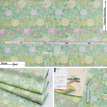 Gold Brocade - Yukiwa Snow lotus fabric Green - FO:REST Fabric 布恩堂Liberty fabrictana lawnjapanese fabricykk zipper
