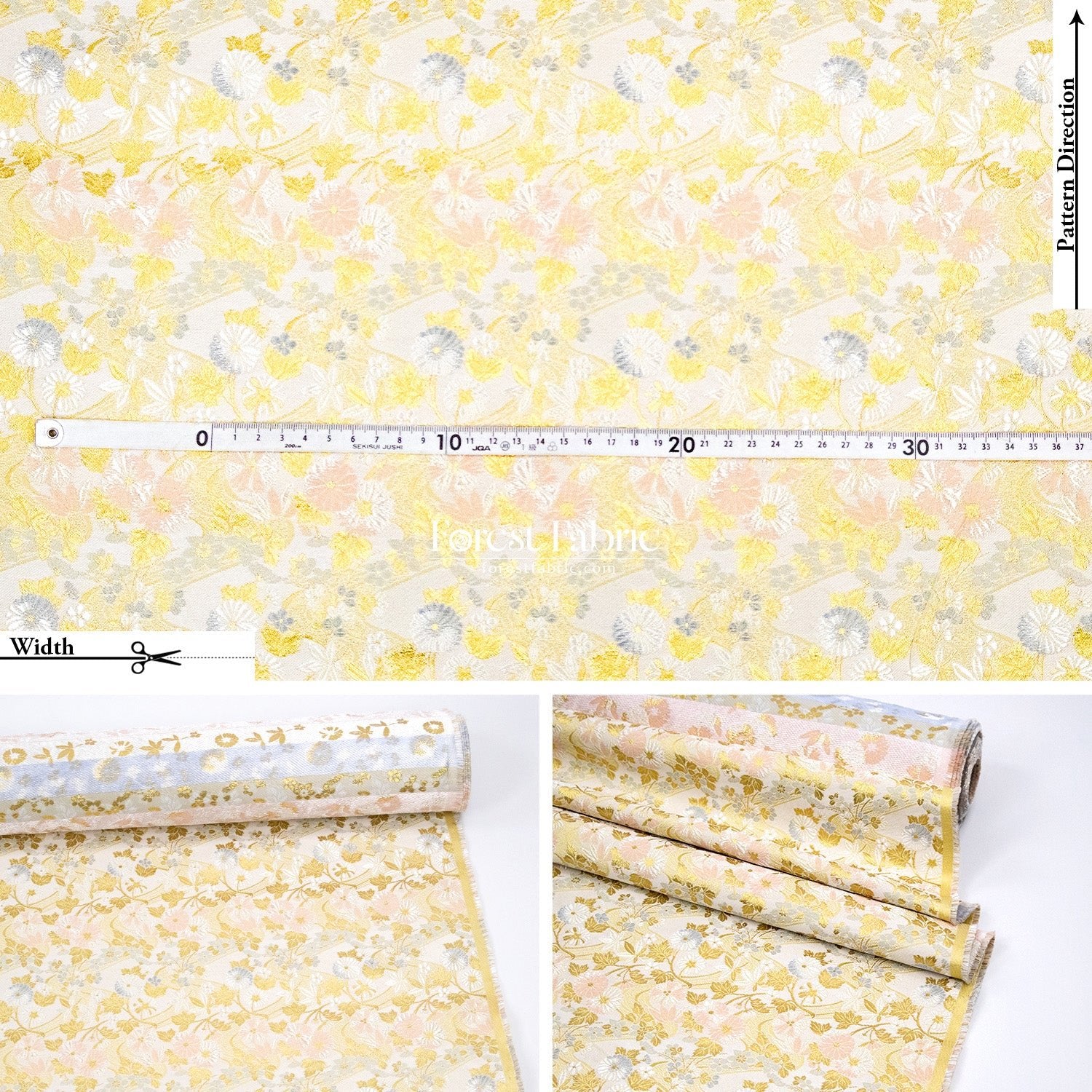 Gold Brocade - Zen Garden fabric Milky Gray - FO:REST Fabric 布恩堂Liberty fabrictana lawnjapanese fabricykk zipper